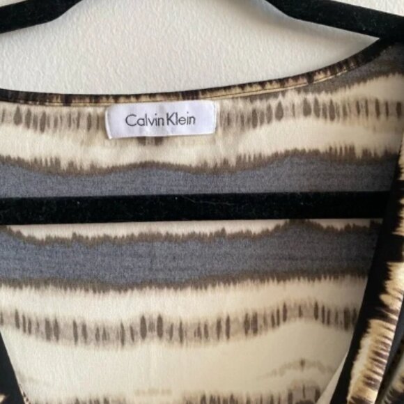 Calvin Klein Cowl Neck Patterned Tank Top Blouse - XL in Earth Tones - Picture 2 of 3